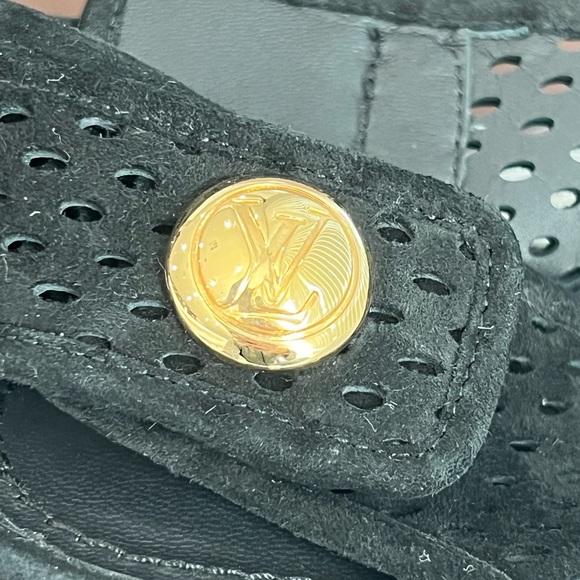 LOUIS VUITTON SUEDE PERFORATED SLING BACK SANDALS - Picture 13 of 13